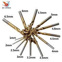 트위스트 드릴 비트 세트 13 개 HSS 하이 스틸 티타늄 코팅 목공 도구 1-6.5mm, [01] Round handle, 01 Round handle