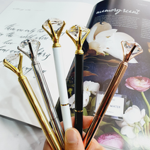 살림하는집 다이아몬드 보석볼펜 필기감좋은 특이한 다이아 큐빅볼펜 리필심, 볼펜 로즈골드