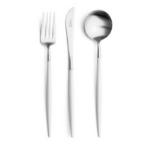 큐티폴 고아 디저트 3종 1인 커트러리 세트, 화이트, 포크 + 스푼 + 나이프