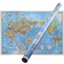 세계지도 아이윙스 블루세계지도 학습용세계지도 교육용 코팅 세계백지도 대형세계지도 110x80cm, 상세페이지 참조