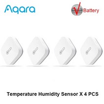 스마트온습도계 온도기록계 Aqara 온도 습도 센서 zigbee 무선 스마트 연결 온도계 습도계 제어 mi home homekit app와 함께 작동, 아카라 습도 4pcs
