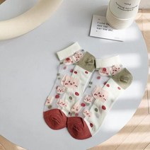 발가락 교정 양말 봄 여름 여성 달콤한 작은 꽃 곰 레이디 보트 일본 하라주쿠 얕은 입 투명 얇은, 2