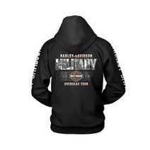 할리 데이비슨 밀리터리 남성 블랙 그래픽 풀오버 후드 맨투맨 밀리터리 콜라주 | 에픽