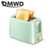 dmwd 자동 토스터 2 슬라이스 토스트 베이킹 오븐 electric spit driver 가정용 미니 조식 기계 2 슬롯 빵 메이커 eu 도정기 박피기 정미기, 초록