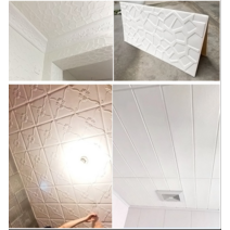 스티커 천장 형 3D입체 벽 룸 지붕 화장실 방수 벽지 거실 장식, 천정 7mm 화이트 10 장, 10개