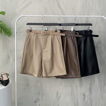 행복여[가을신상무배]로우 핀턱 포켓 벨트 세트 레더 5부 반바지