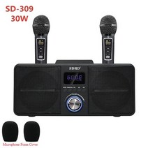 버스킹엠프스피커 행사 강의용 마이크스피커세트 sd-309 sdrd 30w 듀얼 무선 블루투스 모바일 무선 노래방 오디오 무선 스테레오 붐 박스, sd309 블랙 30w