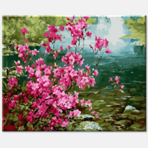 (국내배송/당일출발) 모모픽스페인팅 핑크 모란꽃 풍요로운 함박꽃 40x50 유화그리기세트 꽃그림 모란 목단 복을 부르는, J28 개울가의 철쭉