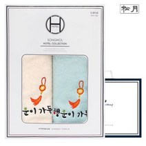 추석 기념일 답례품 자수 타올 기념수건 한정상품 2매세트 쇼핑백포함, 5개, 랜덤