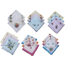 자수손수건 스카프 18 조각 여성 목화 손수건 꽃 인쇄 포켓 스퀘어 파티 수 놓은 Hankie kerchichiefs 선물 11.81x11.81inch