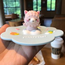스타벅스 캐릭터 곰돌이 실리콘 비말 머그컵 뚜껑, 알파카 11.5cm 매장 세트