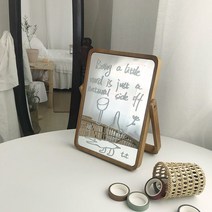 살림하다 따뜻한 느낌 원목 나무 회전 탁상 거울, 우드