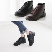런슈즈 국내제작 레이스업 3.5cm 플랫 캐주얼 숏워커 앵클부츠