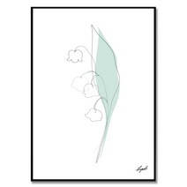 Maylily 차한별 작가 미니멀리즘 원라인 드로잉 모던 감성 해바라기 그림 풍수 인테리어 액자, 브라운 뉴질랜드 원목 액자
