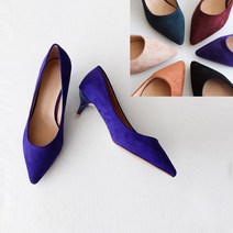 스웨이드 스틸레토 미들힐 펌프스 7cm