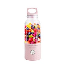 버티컬믹서 반죽기 스탠드 믹서기2021 500ML 4000mAh 휴대용 스무디 블렌더 미니 USB 믹서 전기 과즙 충전, 03 분홍색