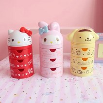 Taobei 마이멜로디 키티 3단 미니 서랍형 테이블 수납함 액세서리함 캐릭터 진열장, 폼폼푸린