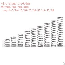 20 개/몫 0.4mm 스테인레스 스틸 마이크로 소형 압축 스프링 OD 3mm/4mm/5mm/6mm 길이 5mm ~ 50mm, 20mm, 3mm 20pcs, 20mm