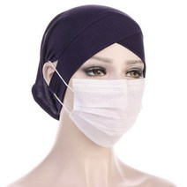 여성 패션 이슬람 Hijab 새로운 이마 크로스 반다나 모자 솔리드 컬러 터번 모자 비니 모자 아랍 두바이 이슬람 모자 민족 모자