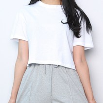 [파라노말샵]무지 세미 반팔 크롭티