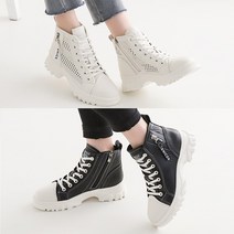 벨루치슈즈 여성 천연소가죽 펀칭 4cm 봄 여름 하이탑 워커 스니커즈