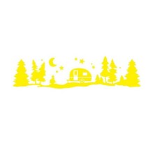 차꾸미기 카라반 캠핑카 트레일러 차량용 스티커 레이 바이크 1 대형 캠핑 별이 빛나는, 노란색, xl 170x44cm, 2개