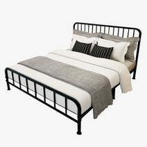 철제 침대 프레임 접이식 평상형 호텔식 기숙사 가구, 1500mmx1900mm검은색두꺼운