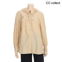 씨씨콜렉트 레이스 플리츠 넥 블라우스 C204MSC041 BE