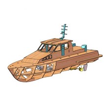 RC보트 무선 해안 경비 순찰 선박 모델 목재 조립 모델 키트 시민 과학 및 교육 훈련, 1.kit