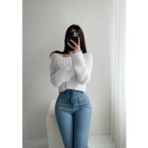날개사 숏 크롭 브이 넥 루즈 핏 골지 긴팔 니트 6컬러