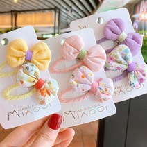 은꽃밴드 여아 유아 리본 똑딱핀 세트