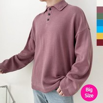 키큰남자 빅사이즈 카라 단추 니트티 헨리넥 단추니트티 남친 은행원