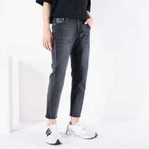 5컬러 남성용 9부 테이퍼드핏 히든 밴딩 스판 남자 컷팅진 청바지