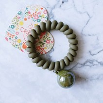 아리야 구슬 장식 무광 스프링 전화선 머리끈