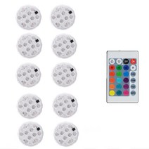 10Led 원격제어 RGB 수중 조명 배터리 작동 수영장 액세서리 야외 정원 파티 장식, 1 Controller 10 Lamp