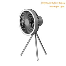 다기능 팬 usb 충전식 휴대용 팬 야외 캠핑 천장 팬 led 조명 데스크탑 팬, 10000mah 회색