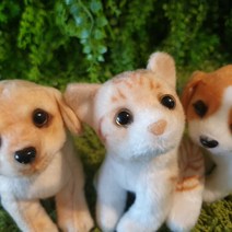 고양이인형키링 열쇠고리 가방고리 키체인 진짜같은 강아지 14센티 프로포즈 개업 생일선물 강아지인형키링, 2개