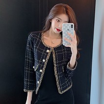 트위드자켓 여성 겨울 캐주얼 루즈핏 정장 재킷 체크