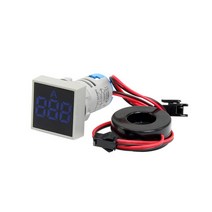 전기테스터기 AC 20-500V 전압계 사각 패널 LED 디지털 표시등 22MM 0-100A 전류계, 03 Blue