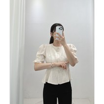 (3컬러)다다 퍼프 콩단추 반팔 블라우스