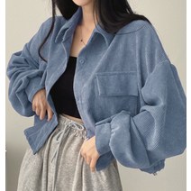 여성 봄 숏자켓 스트링 가을 점퍼 골덴 코듀로이 셔츠 크롭자켓
