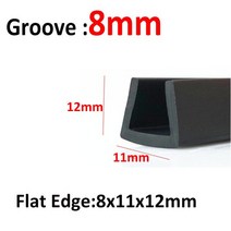 씰링 스트립 1M 검정색 고무 U 자형 가장자리 섹션 충돌 방지 오일 씰 실드 인클로저 유리 금속 목재 패널 보드, [07] flat-8x11x12mm, [02] 3 Meter