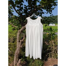 [맞춤주문제작] 여성 여름 광목 민소매 화이트 원피스 프리