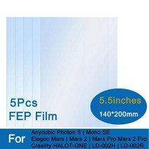 LCD SLA UV 수지 3D 프린터용 FEP 필름 애니큐빅 포톤 S Elegoo Mars 5.5 인치 0.15mm 시트 200x140mm 5 개, 02 10 Pcs