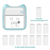 영수증사진기 프린터 인화기 사진기 영수증 열전사 미니 포켓 포토 휴대용 인쇄기 203dpi 무선 bt for picture lable 용지 즉석--msS, 블루 세트 2