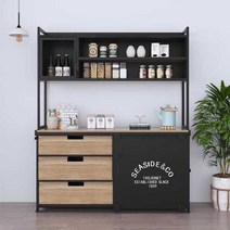 회사 홈카페 탕비실 수납장 캐비닛 선반 카페 팬트리, 화이트 선반 포함 150x40x175cm