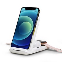 3IN1 15W 스마트폰 이어셋 애플워치 충전 고속무선충전기 패드 IQW-3100 화이트, 1개