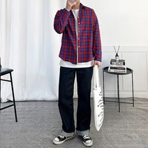콘피아르 오버핏 레드체크 셔츠 TC0522NR