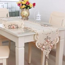 Beyond Nice유럽 클래식 스타일 플라워 자수 패브릭 테이블러너615113, 혼합색상, 40*150