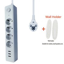 멀티탭EU 소켓 250V 16A 2500W 3 USB 충전 전화 4/3 콘센트 전원 스트립 집 전압 보호, 01 250 볼트_01 white_01 EU, 02 model 1 with holder